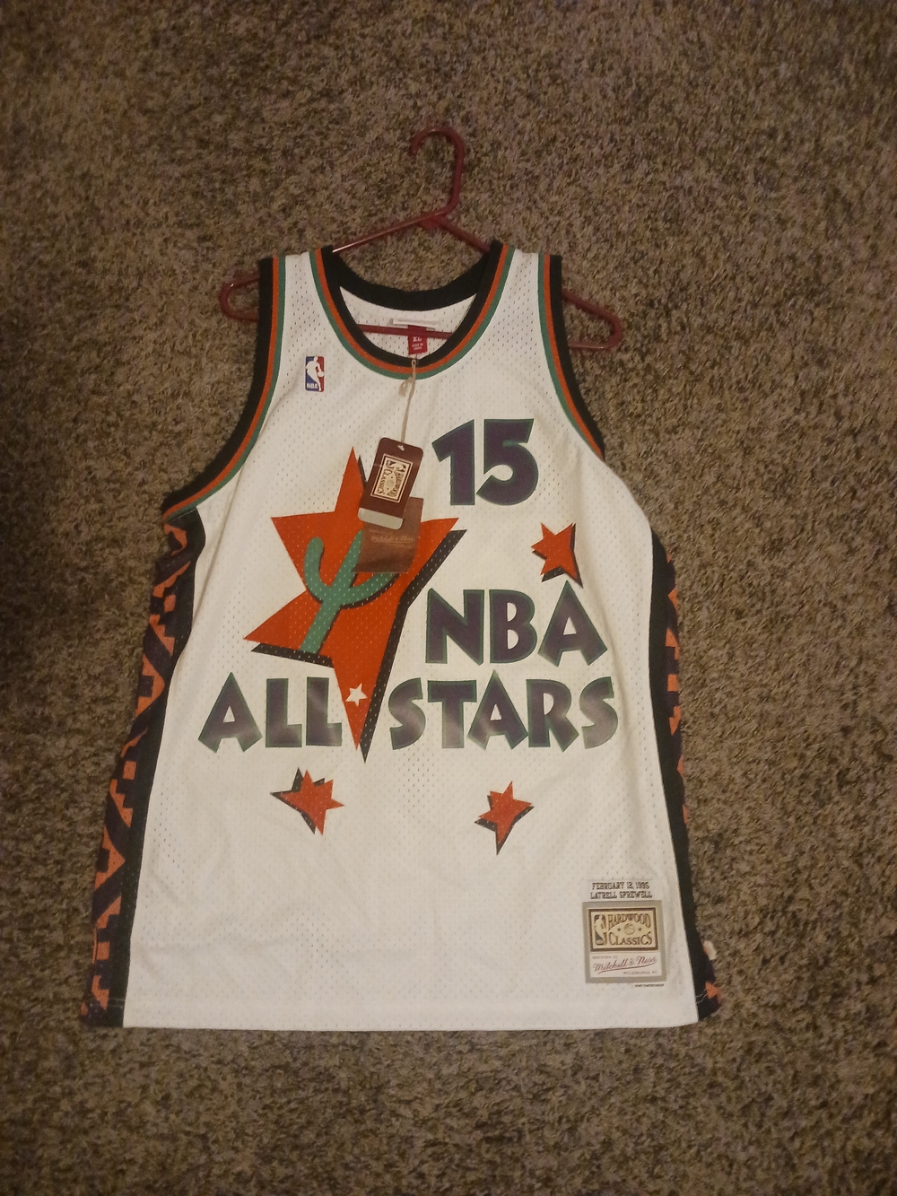Mitchell & Ness White Jersey with Black, Green and Orange Trim